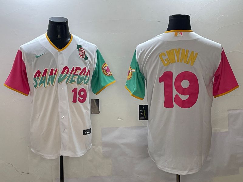 Men San Diego Padres #19 Gwynn White City Edition 2025 Nike MLB Jersey style 2->san diego padres->MLB Jersey